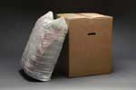 Janitorial supplies and bales of wiping cloths, recycled rags for maintenance operations